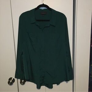 Lane Bryant Button down top with split in the back teal green 18/20 Preowned
